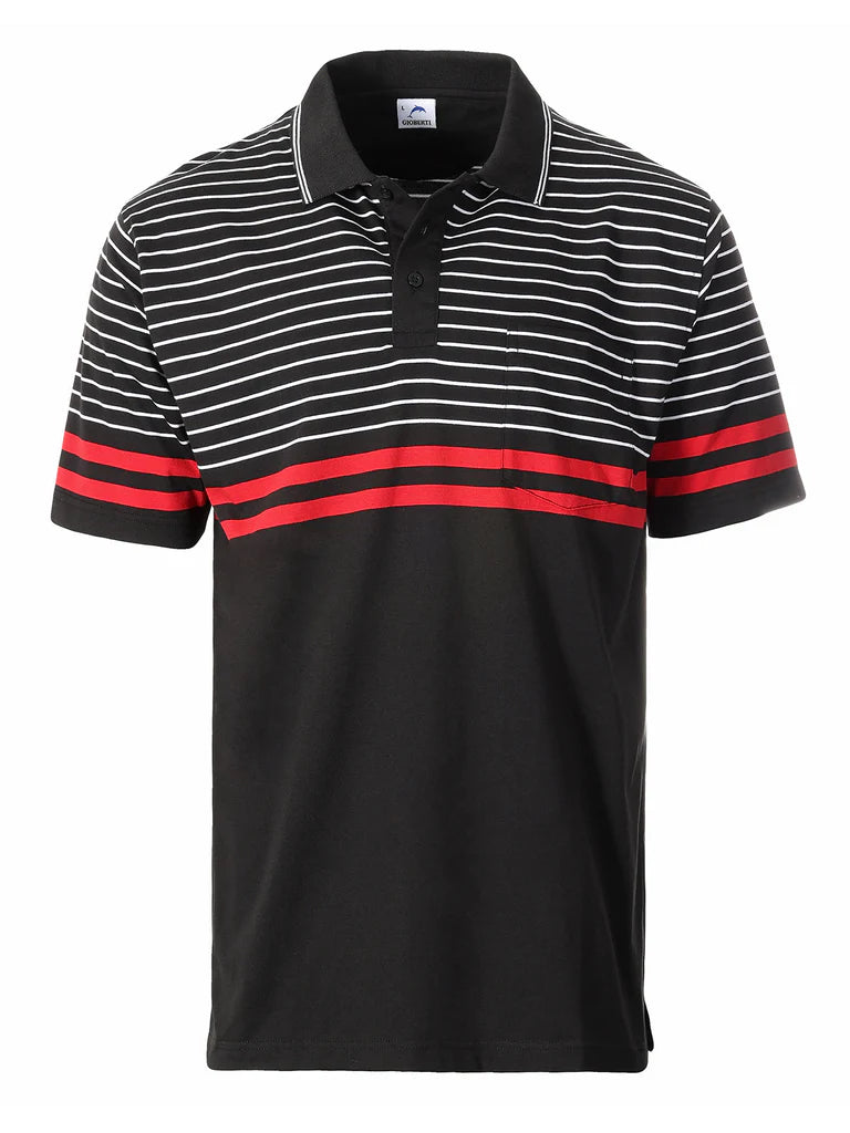 Lowest Price MEN'S STRIPPED SHORT SLEEVE POLO WITH CHEST POCKET