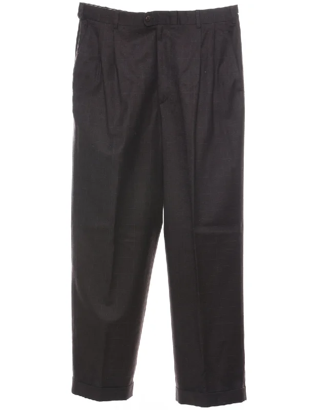 Weekend Specials to Savor Wool Checked Pattern Trousers - W34 L31
