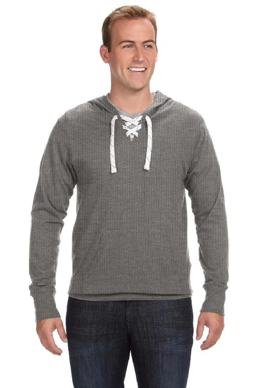 Daily Deals J America Mens Sport Lace Jersey Hooded Sweatshirt Hoodie w/ Pouch Pocket - Heather Charcoal Grey Daily Deals J America Mens Sport Lace Jersey Hooded Sweatshirt Hoodie w/ Pouch Pocket - Heather Charcoal Grey