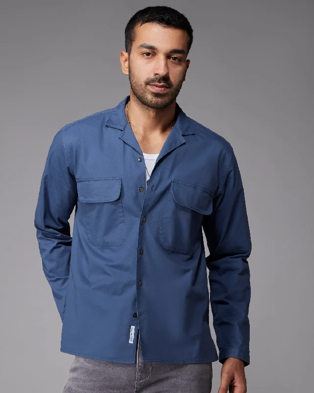 Exclusive Offers Steel Blue Stretch Twill Shirt