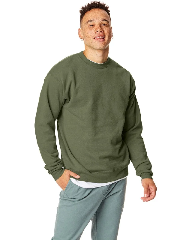 Deal Mania Hanes 50/50 Crewneck Sweatshirt | Fatigue Green