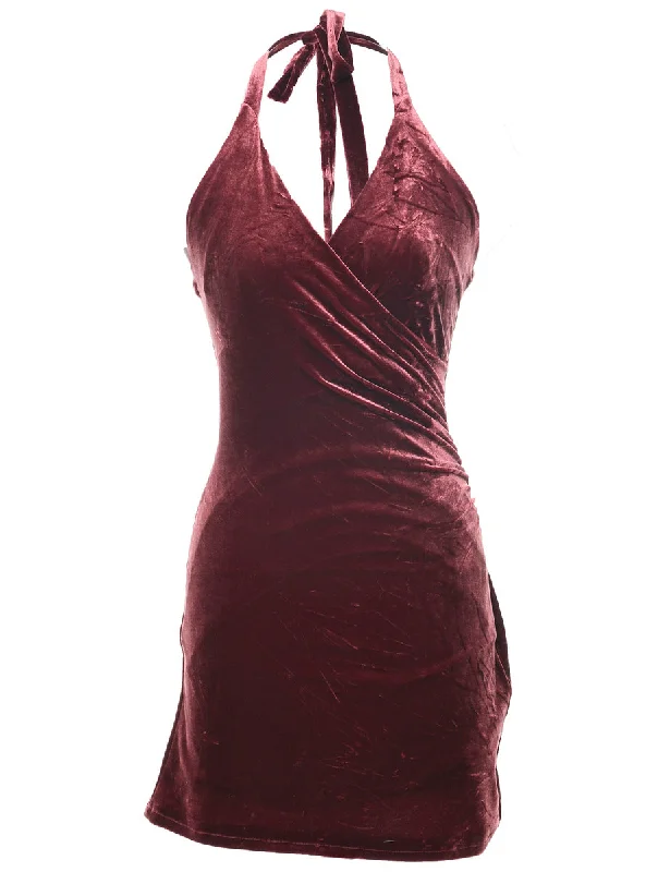 Price Blitz Velvet Dark Brown Evening Dress - XS