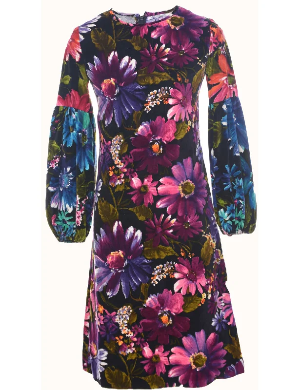 Don't Wait Velvet Floral Evening Dress - XS