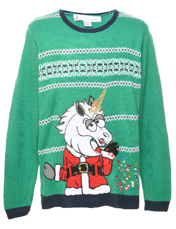 Weekend Bargains to Sizzle Unicorn Christmas Jumper - XL