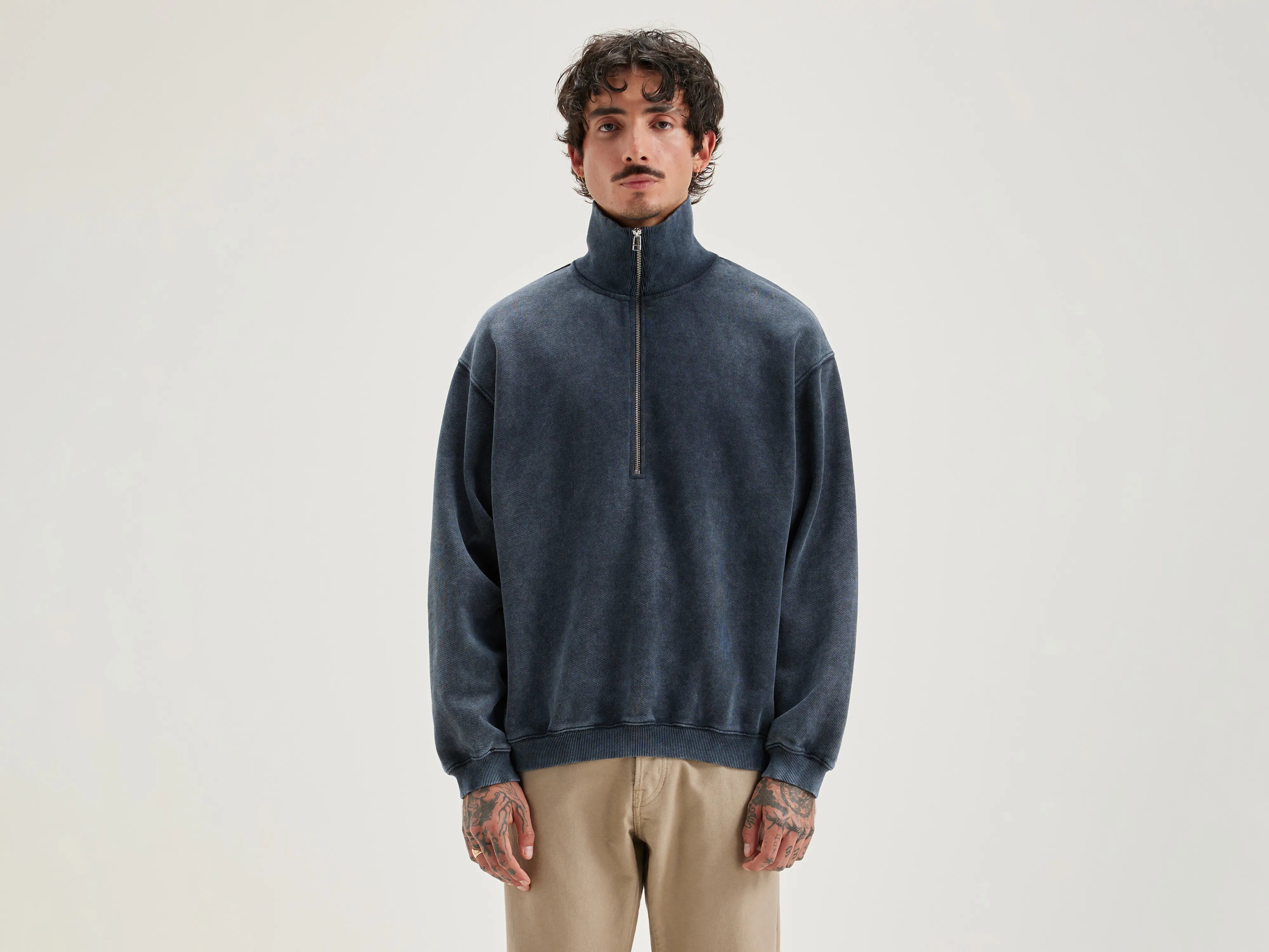 Fantastic Offers Fabro zipped-collar sweatshirt (242 / M / BLACK BLUE)