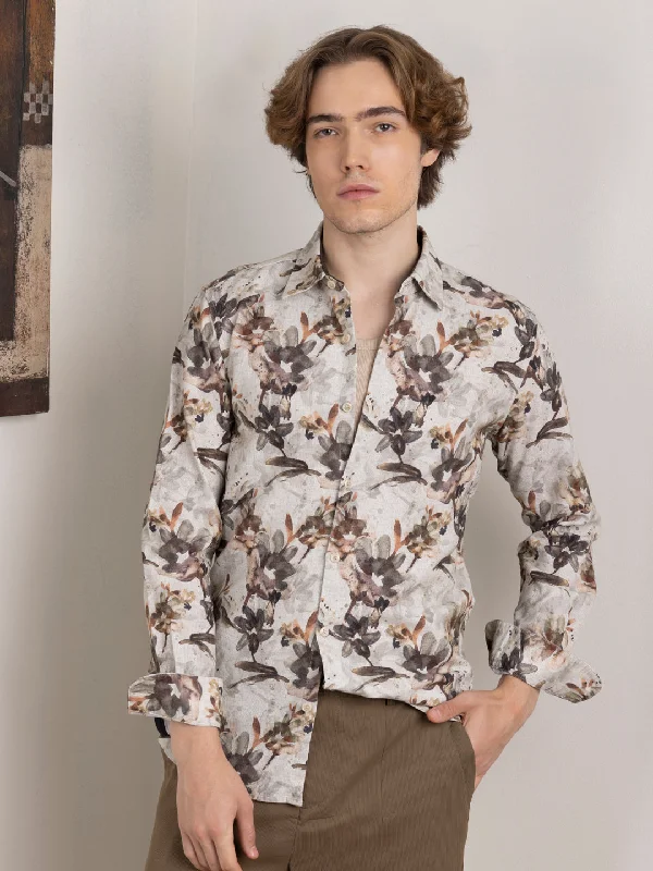Price Blitz Coffee Floral Print Shirt