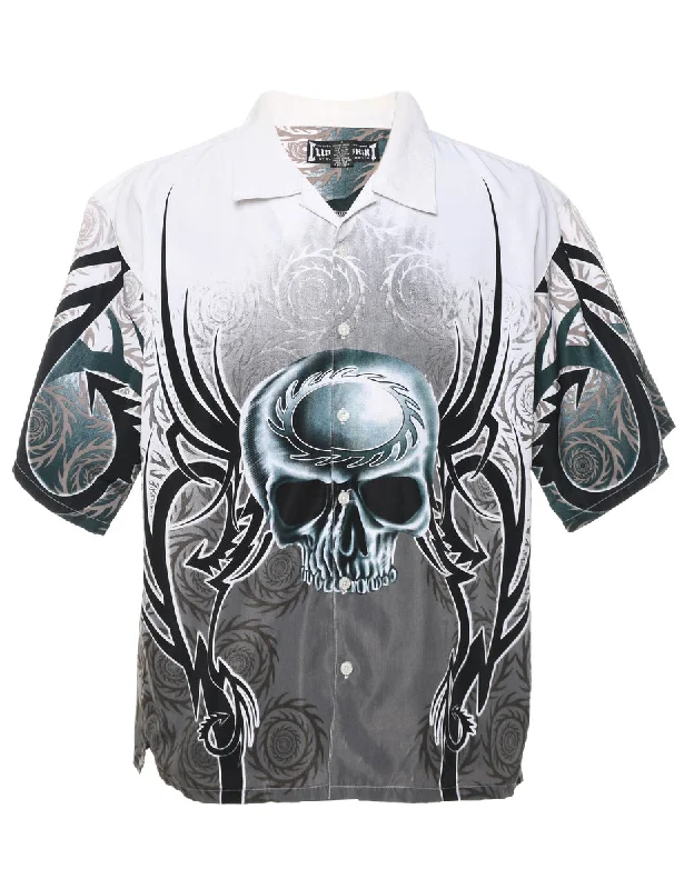 Quick Deals Y2K Skull Print Shirt - L