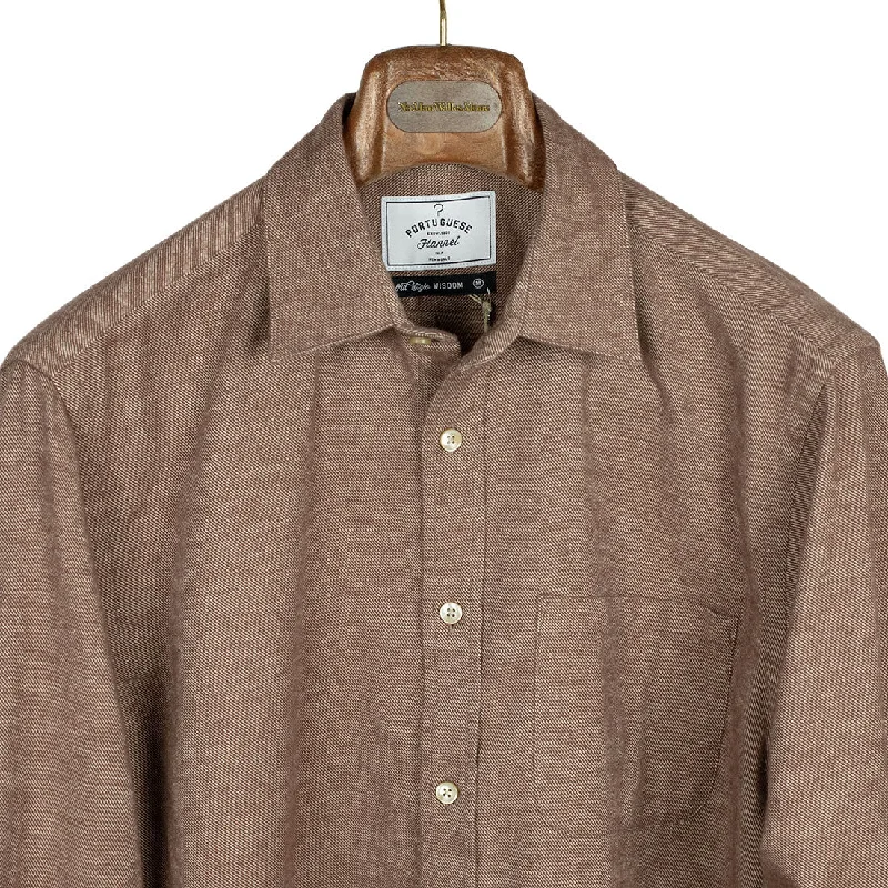 Pay Less Teca shirt twill cotton flannel in Cinnamon brown