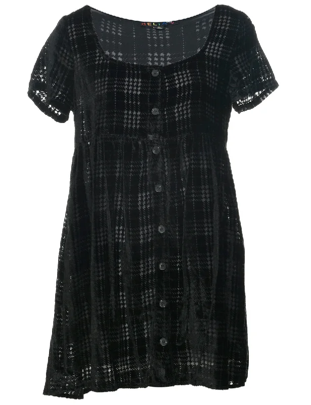 Overstock Sale Velvet Dogtooth Checks Evening Dress - M