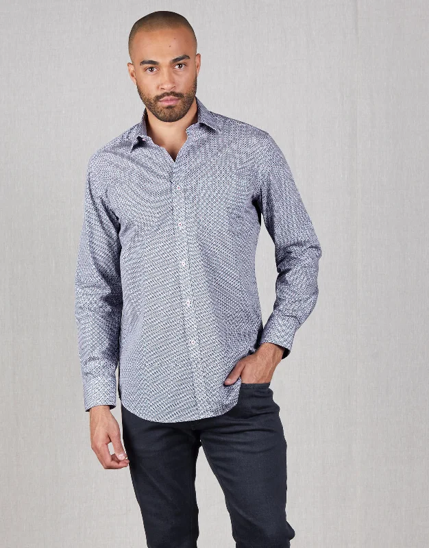 Steals and Deals Sinatra Blue & Red Hexagon Shirt