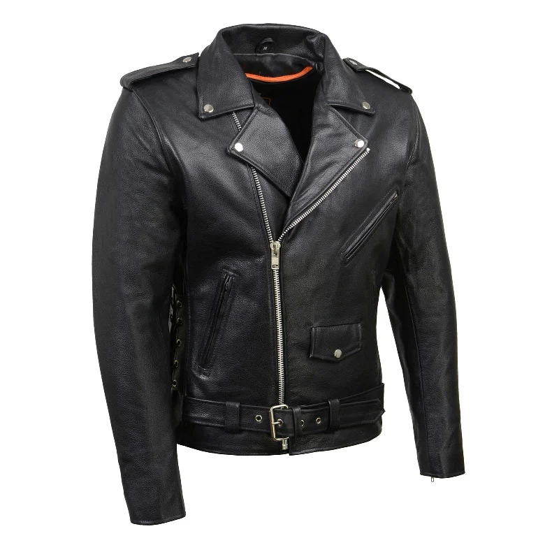 Weekend-Only Price Drops Milwaukee Leather SH1011 Black Classic Brando Motorcycle Jacket for Men Made of Cowhide Leather w/ Side Lacing Weekend-Only Price Drops Milwaukee Leather SH1011 Black Classic Brando Motorcycle Jacket for Men Made of Cowhide Leather w/ Side Lacing