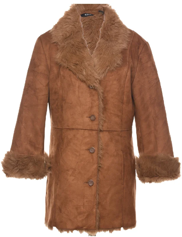 Price Slash Y2K Single Breasted Shearling Jacket - L