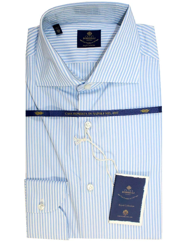 Bargain Blast Luigi Borrelli Dress Shirt ROYAL COLLECTION White Blue Stripes 40 - 15 3/4 Bargain Blast Luigi Borrelli Dress Shirt ROYAL COLLECTION White Blue Stripes 40 - 15 3/4