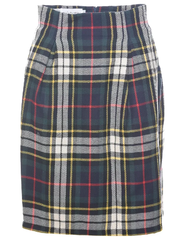 Weekend Bargains to Cherish Wool Checked Pencil Skirt - M