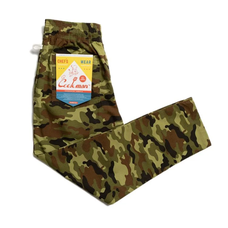 Hot Deal Cookman Chef Pants - Ripstop : Woodland Camo Green