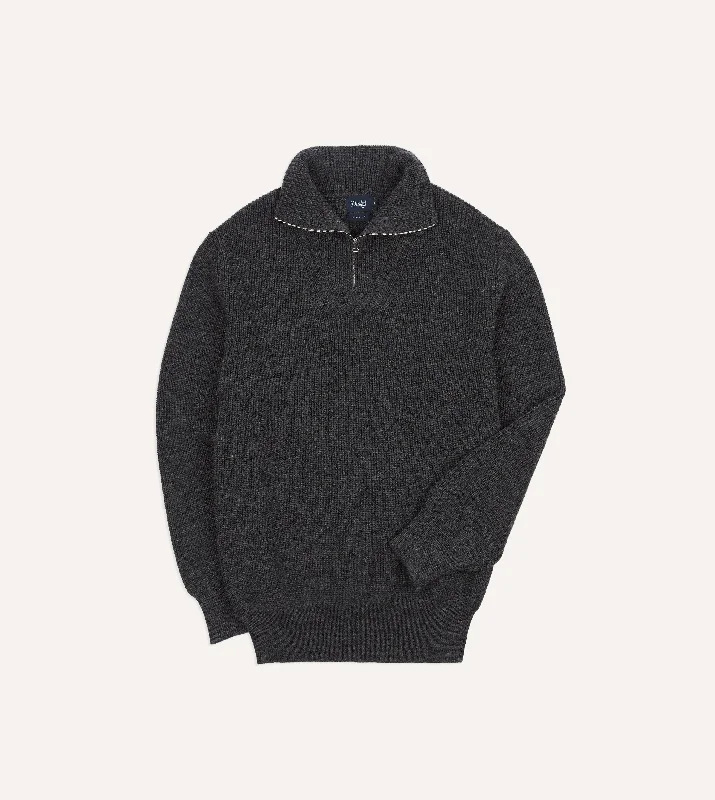Limited Edition Grey Wool Quarter Zip Jumper