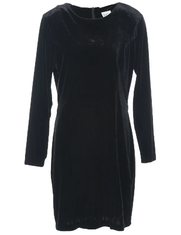 Buy More, Save More Velvet Black 1980s Evening Dress - L