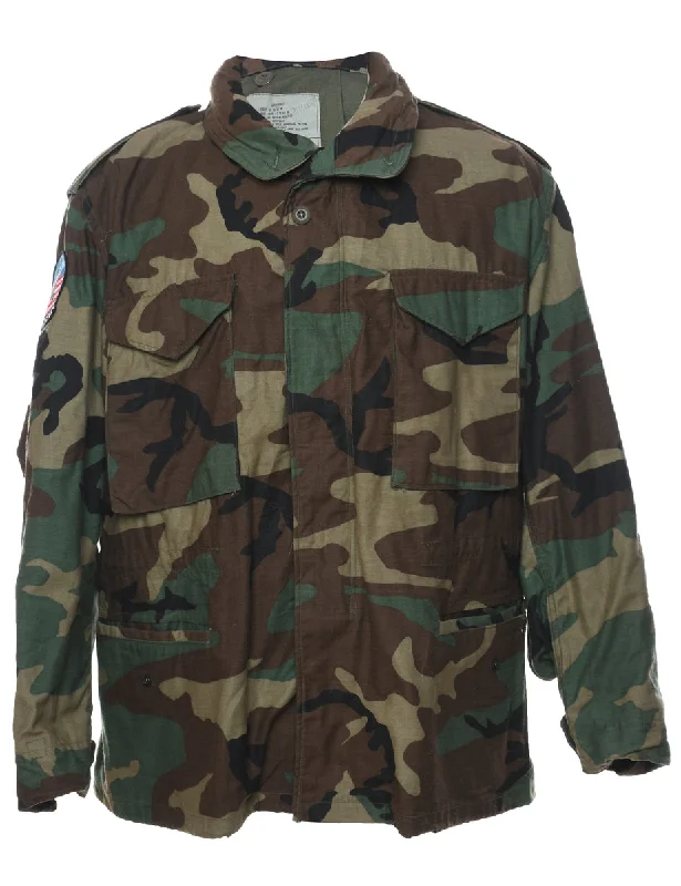 Take Advantage Woodland Camouflage Print U.S Army Military Jacket - L