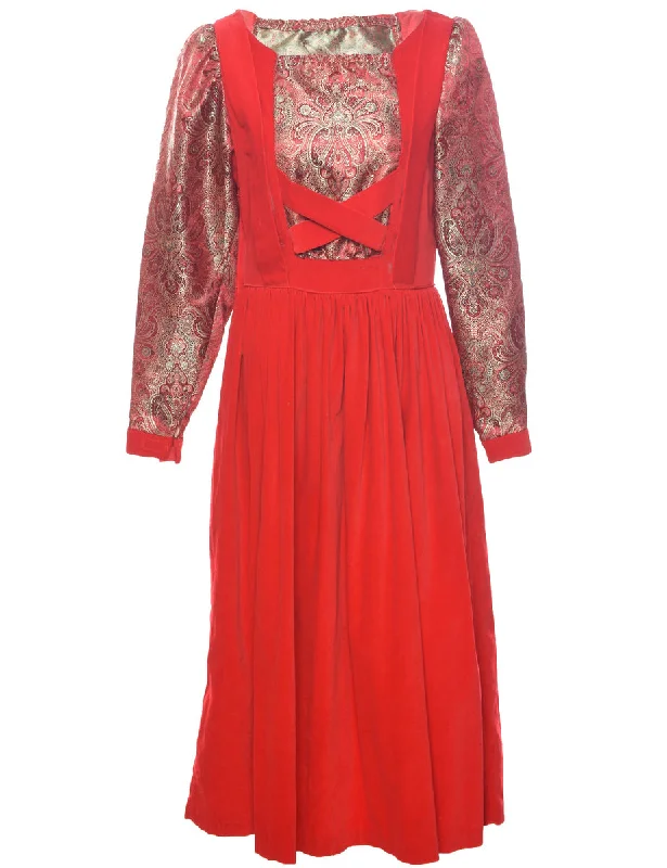 Special Price Velvet Paisley Pattern Evening Dress - S