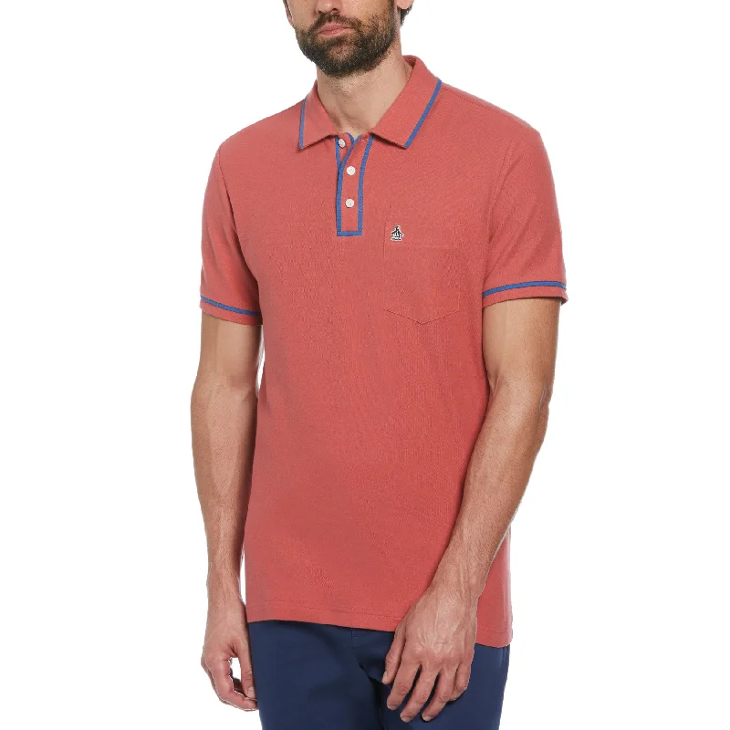 Exclusive Preview Organic Cotton The Earl Pique Short Sleeve Polo Shirt In Mineral Red