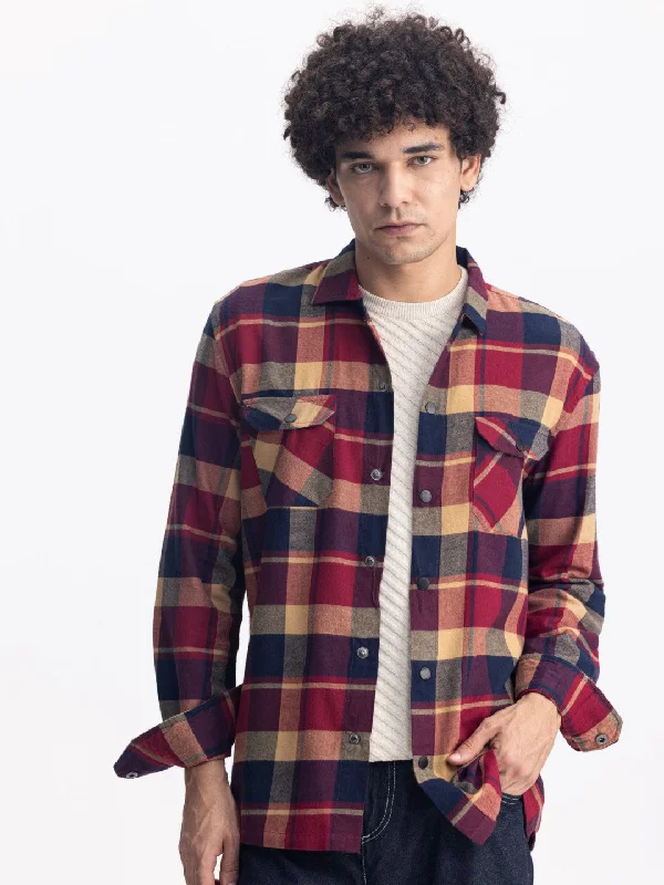 Exclusive Preview Maroon Flannel Cotton Shirt