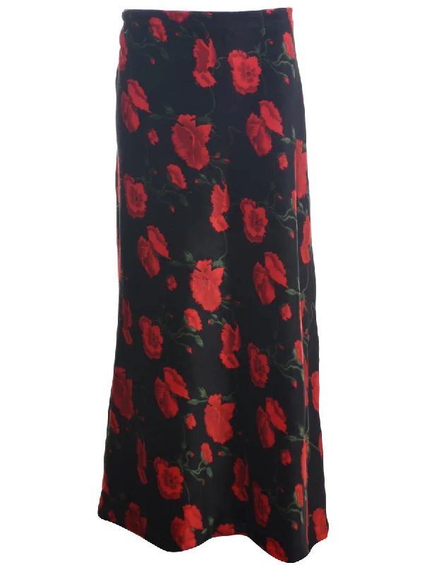 Early Access Velvet Floral Midi Skirt - L