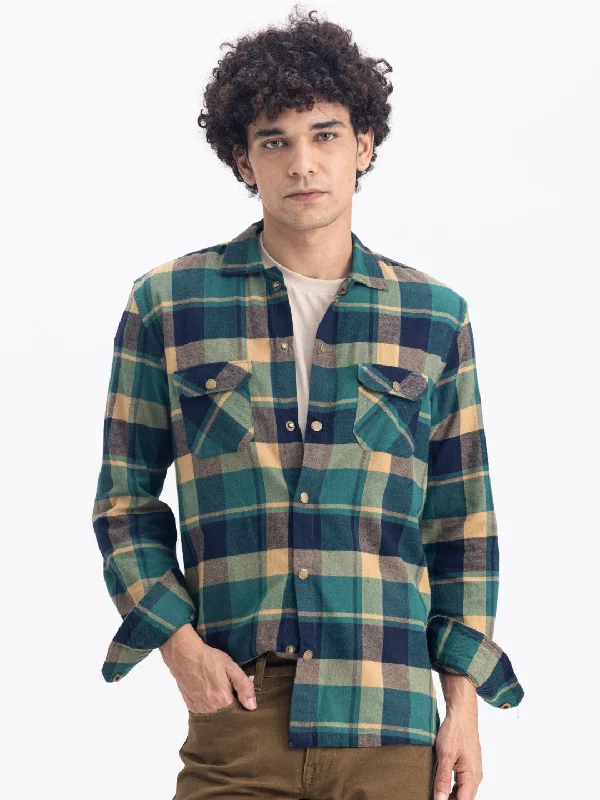 Limited Time Discount Green Flannel Cotton Shirt