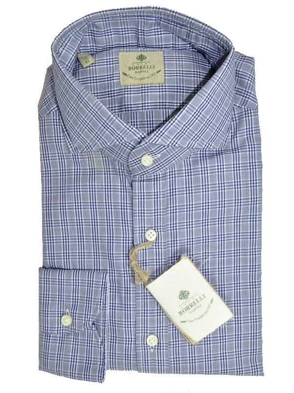 Discount Extravaganza Luigi Borrelli Dress Shirt White Navy Check Plaid 40 - 15 3/4 SALE Discount Extravaganza Luigi Borrelli Dress Shirt White Navy Check Plaid 40 - 15 3/4 SALE