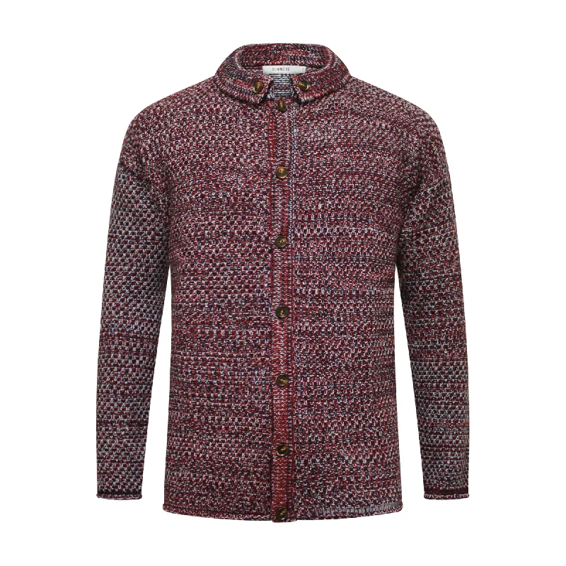 Limited Time Discount Cashmere Melange Knitted Over Shirt Rouret in Red Navy Blue