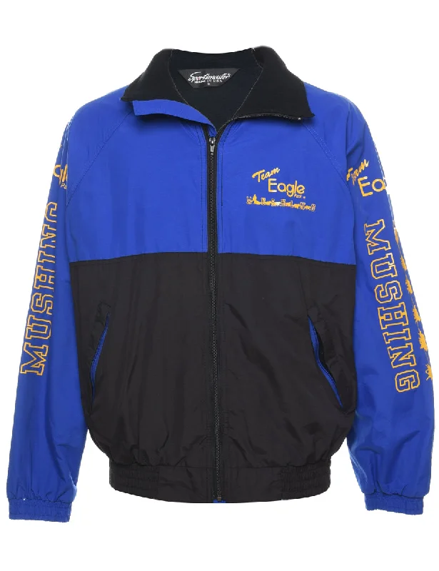 Weekend Deals to Brighten Your Day Two Tone Blue & Yellow Printed Team Eagle Nylon Jacket - L