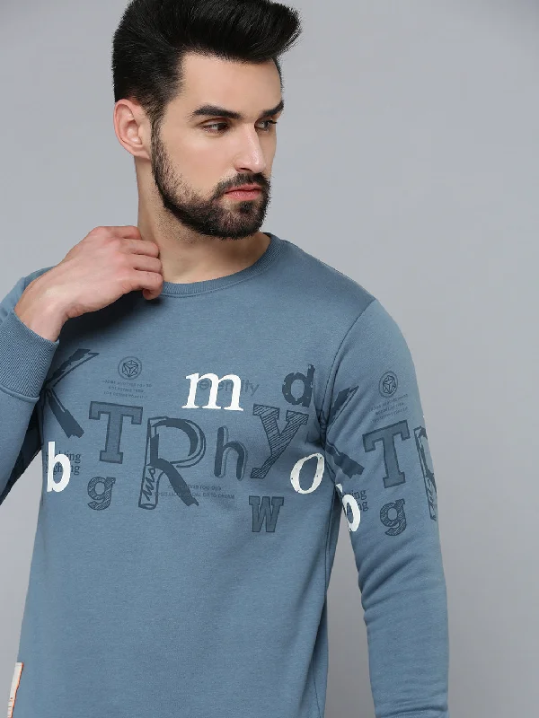 Super Sale Men Blue Solid Sweatshirt