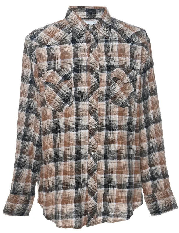 Sneak Peek Sale Wrangler Checked Brown Shirt - XL