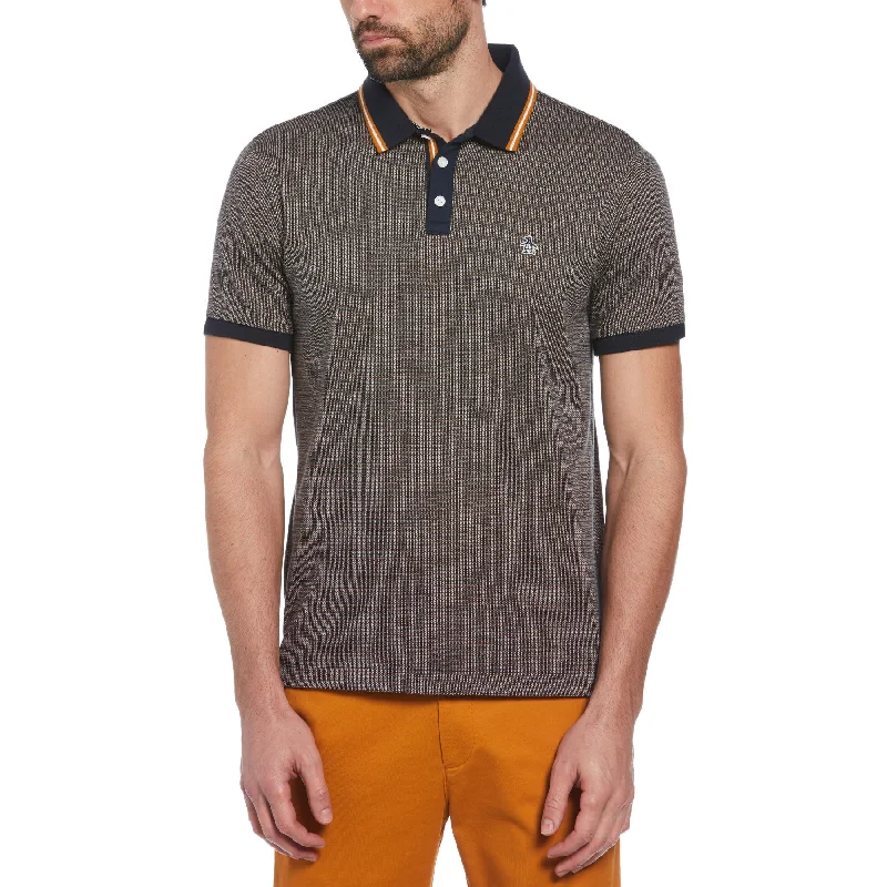 Factory Direct Sale Jacquard Polo Shirt With Tipping In Dark Sapphire