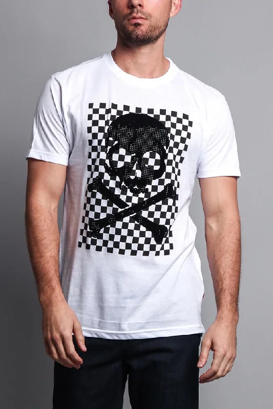 Great Bargains Men's Checkered Skull T Shirt