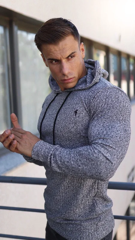Don't Wait Father Sons Classic Grey & Black Ribbed Knit Hoodie Jumper - FSH174