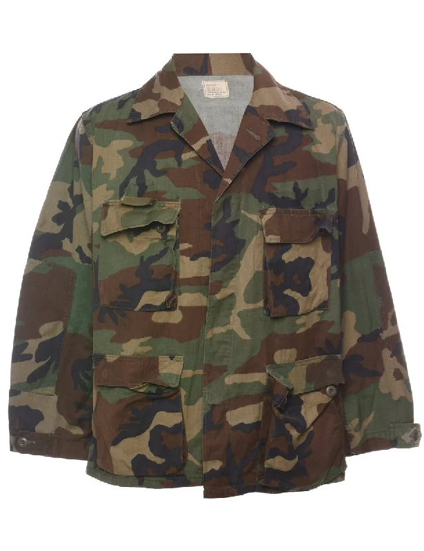 Unmissable Offer Woodland Camouflage Print U.S Army Military Shirt - M