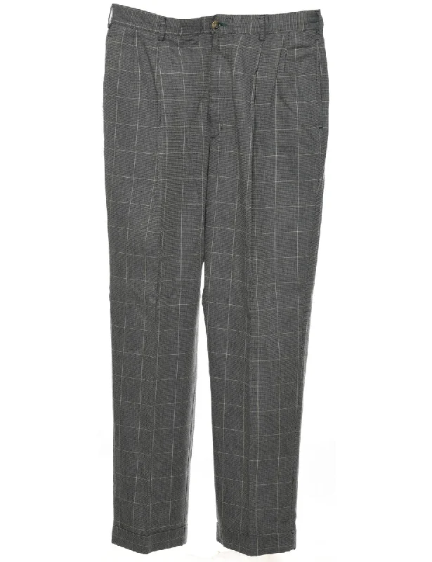 Value Deals Tommy Hilfiger Dark Grey Checked Trousers - W36 L32