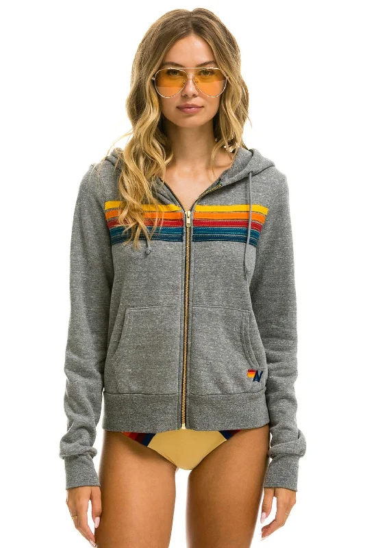 New Markdowns 5 STRIPE HOODIE - HEATHER GREY