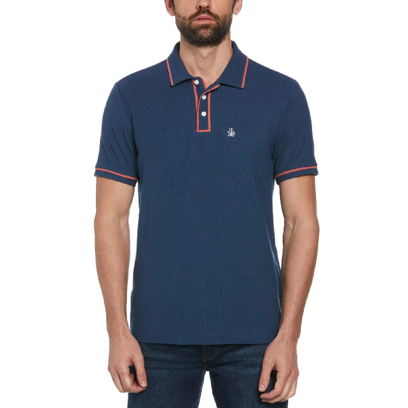 Price Buster Organic Cotton The Earl Pique Short Sleeve Polo Shirt In Sargasso Sea
