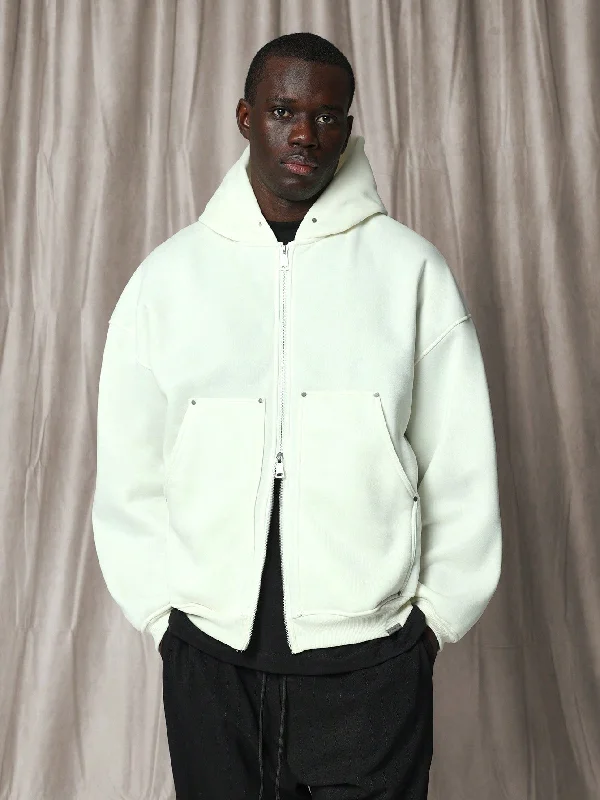Super Sale Regular Fit Zip Through Carpenter Hoodie With Studs