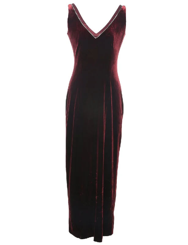 Massive Deals Velvet Maroon Evening Dress - S