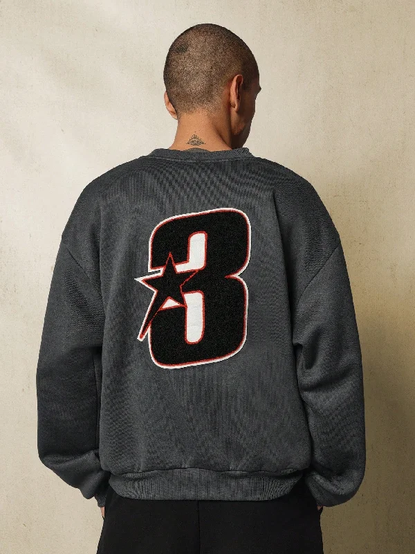 Shop and Save Regular Fit Crew Neck Sweatshirt With Kangaroo Pocket