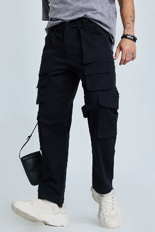 Fantastic Deals Black Relaxed Fit Cargo Pants