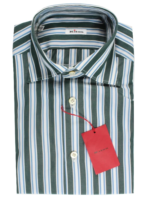 Year-End Sale Kiton Shirt White Gray Blue Stripes Sartorial 38 - 15 BLACK FRIDAY SALE Year-End Sale Kiton Shirt White Gray Blue Stripes Sartorial 38 - 15 BLACK FRIDAY SALE