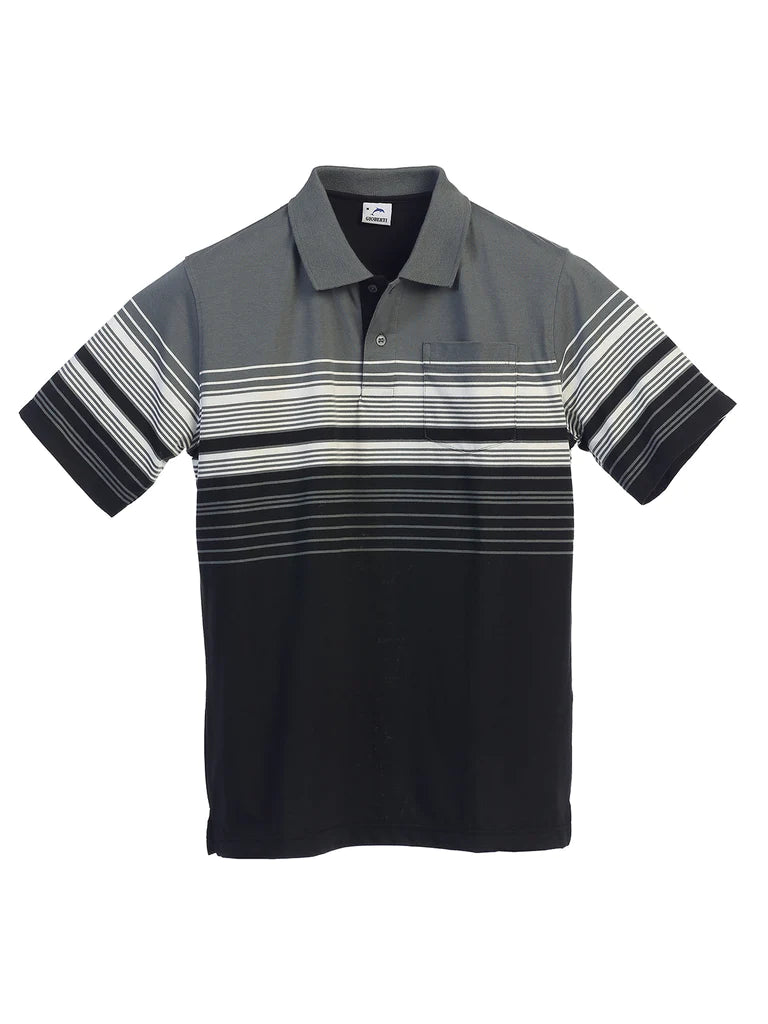 Crazy Savings Mens Striped Polo Shirt With Pocket - Yarn Dye