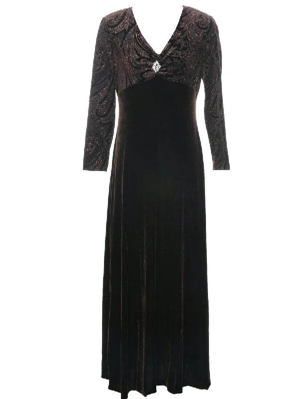 Markdown Madness Velvet Dark Brown Evening Dress - S