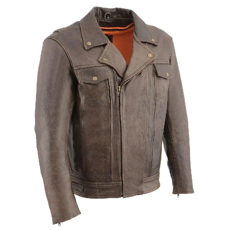 Major Savings Milwaukee Leather MLM1522 Men's ‘Vented’ Retro Brown Leather Motorcycle Jacket Major Savings Milwaukee Leather MLM1522 Men's ‘Vented’ Retro Brown Leather Motorcycle Jacket