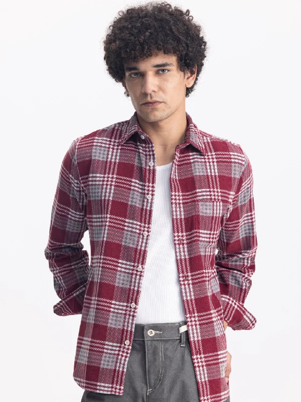 New Deals Maroon Flannel Corduroy Shirt