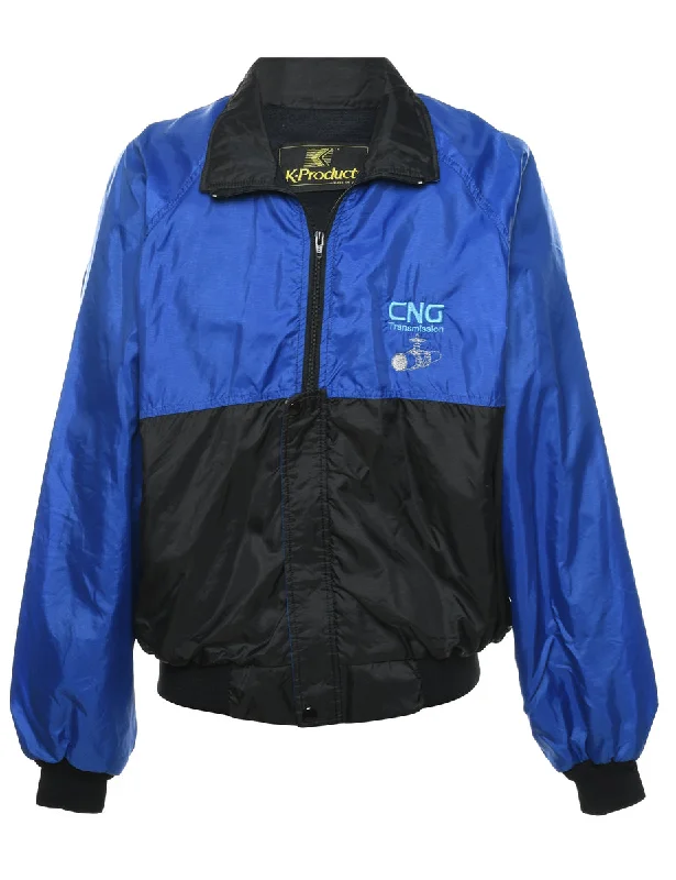 Weekend Bargains to Grab Two-Tone Blue & Black Embroidered Nylon Jacket - XL