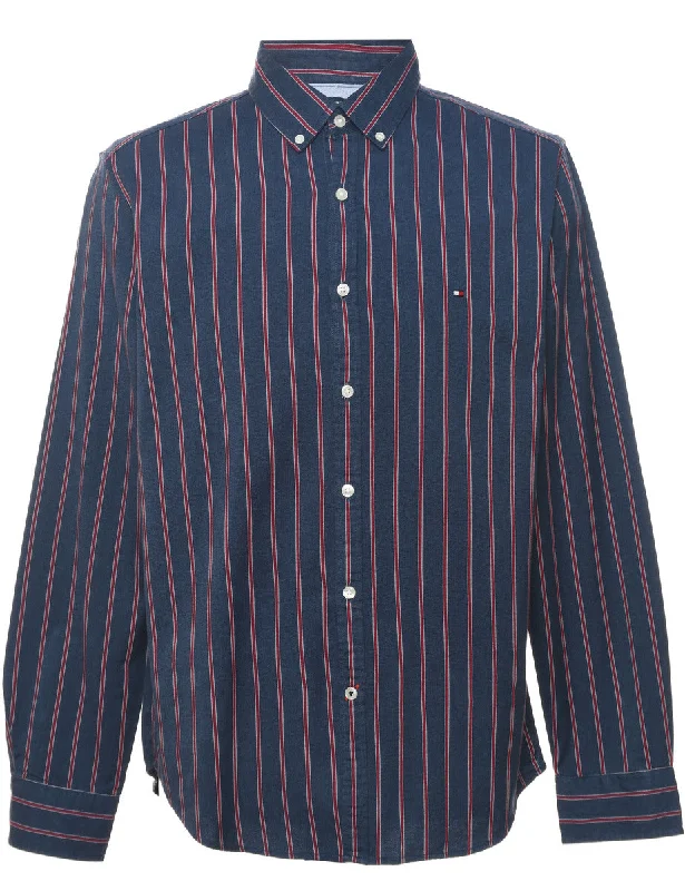 Instant Savings Tommy Hilfiger Navy Striped Shirt - L